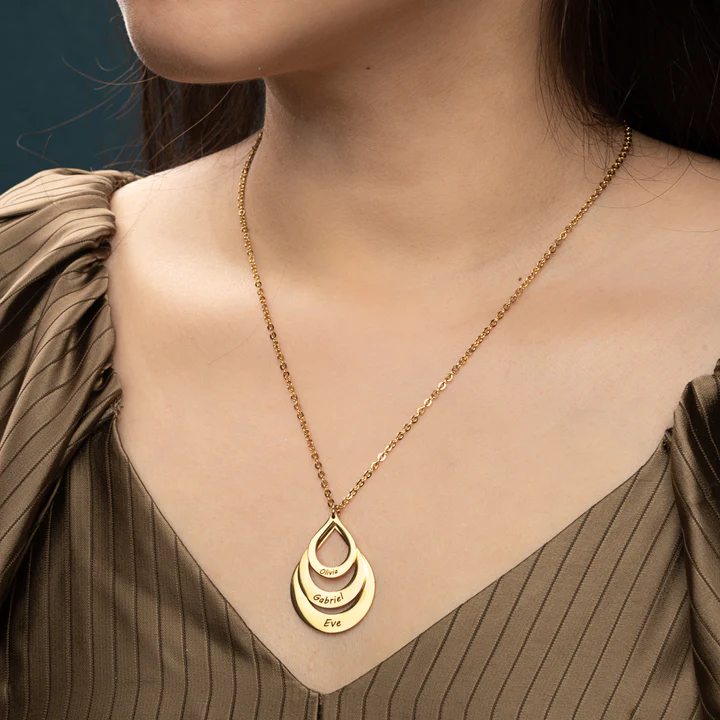 Colar gotas do amor Personalizável - Grave o nome da sua família - Em aço inoxidável - Promoção especial 50% + Frete grátis!