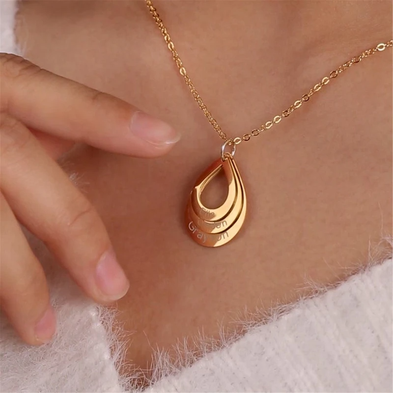 Colar gotas do amor Personalizável - Grave o nome da sua família - Em aço inoxidável - Promoção especial 50% + Frete grátis!