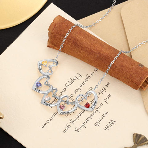 Colar Coração de mãe Personalizável com nomes + Caixa com 6 Rosas eternas aromáticas