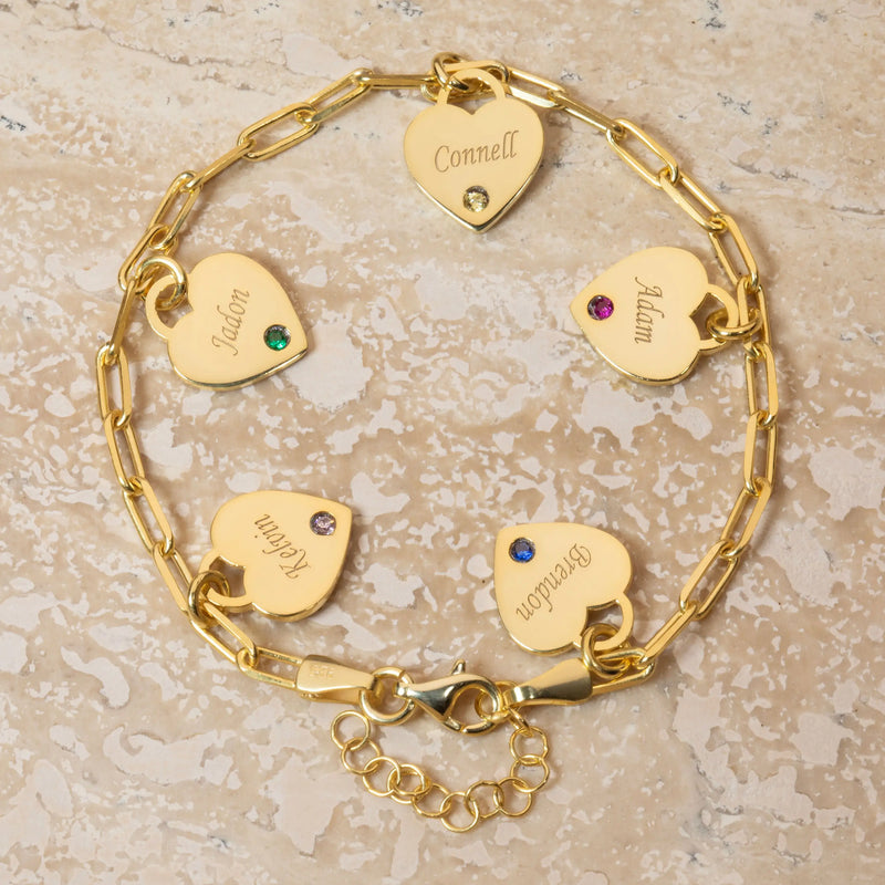 Bracelete personalizável com nome da família - Em aço inoxidável - Nomes gravados a laser