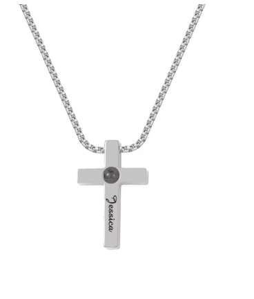 Colar com foto projetada Personalizável - Grave uma foto dentro do colar - em aço inoxidável