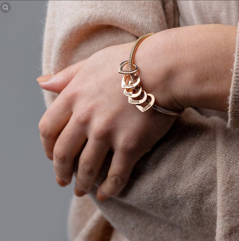 Pulseira Meus Corações personalizável ajustável - Grave o nome da sua família
