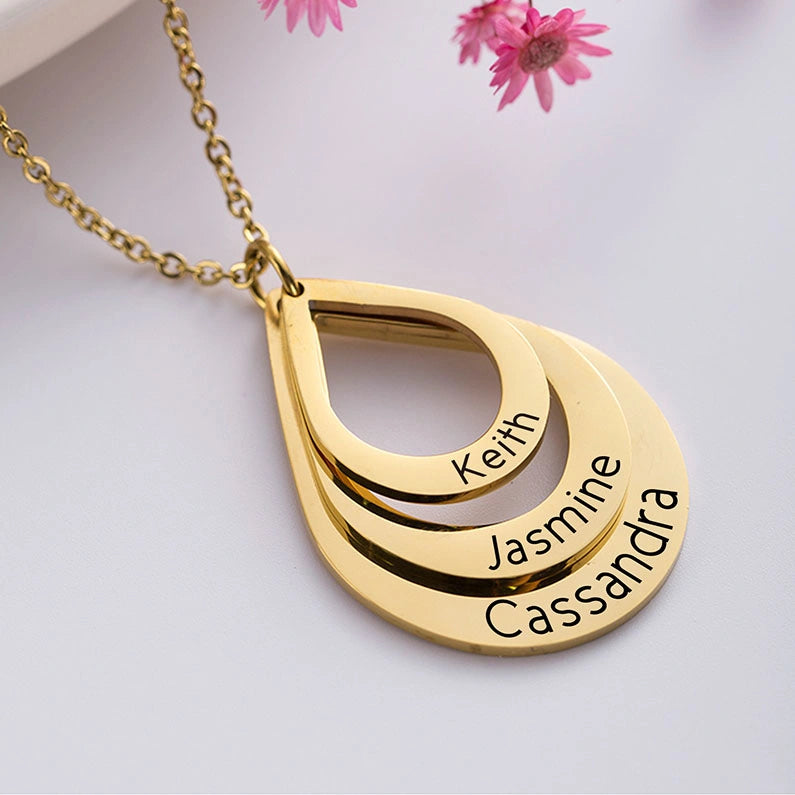 Colar gotas do amor Personalizável - Grave o nome da sua família - Em aço inoxidável - Promoção especial 50% + Frete grátis!
