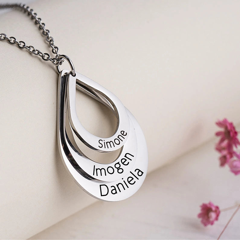 Colar gotas do amor Personalizável - Grave o nome da sua família - Em aço inoxidável - Promoção especial 50% + Frete grátis!