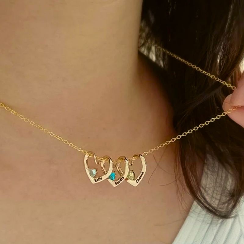 Colar Coração de mãe Personalizável com nomes  | Grave o nome da sua família