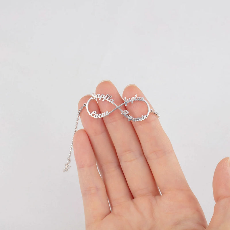 Pulseira amor infinito Personalizável - Em prata s925 - Nomes gravados