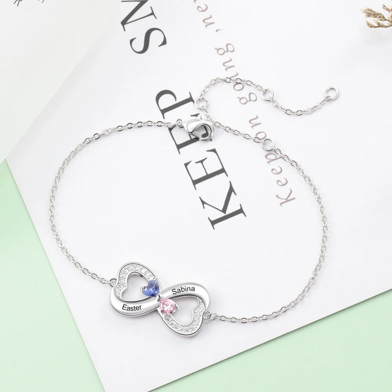 Pulseira amor infinito Personalizável - Em prata s925  - Com nomes gravados a laser