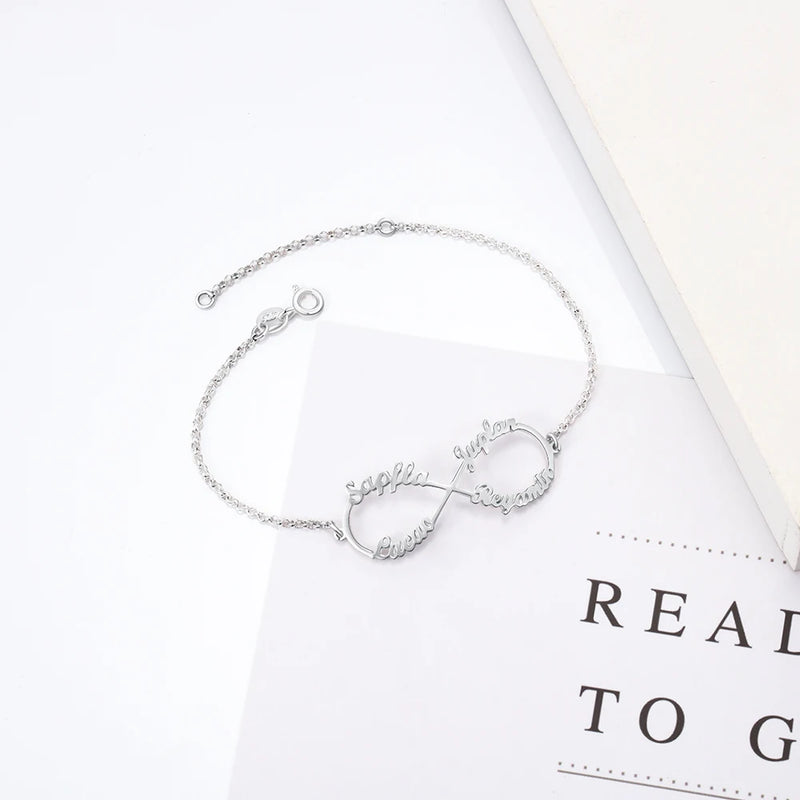 Pulseira amor infinito Personalizável - Em prata s925 - Nomes gravados