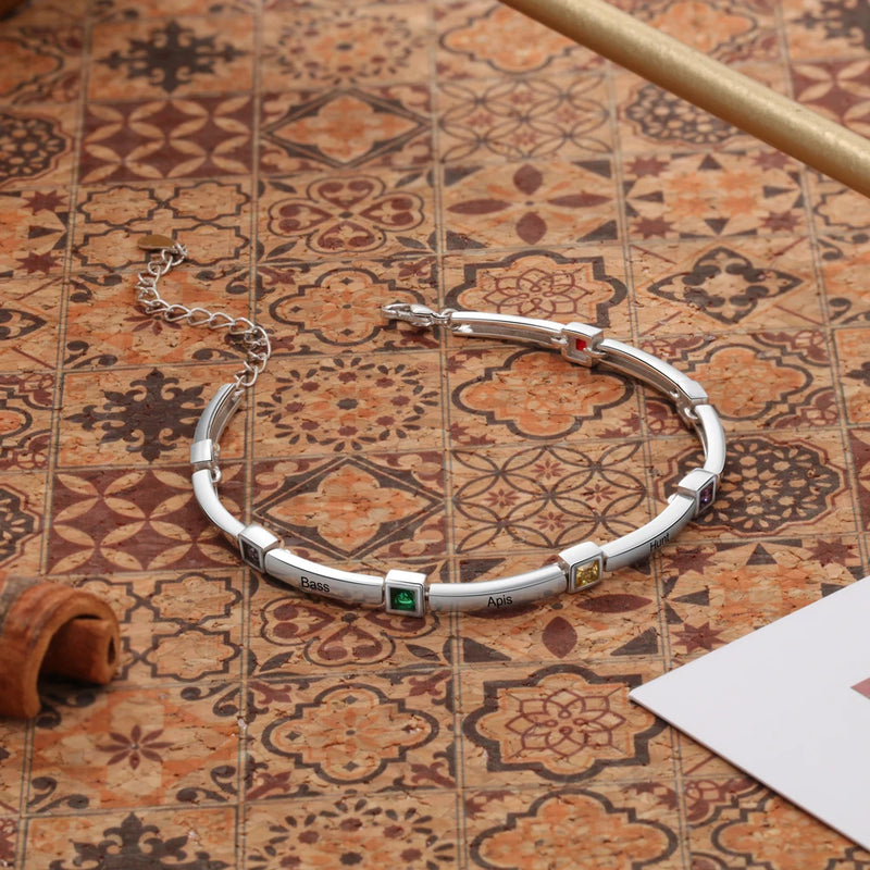 Pulseira de prata personalizável - Com Nomes gravados a Laser