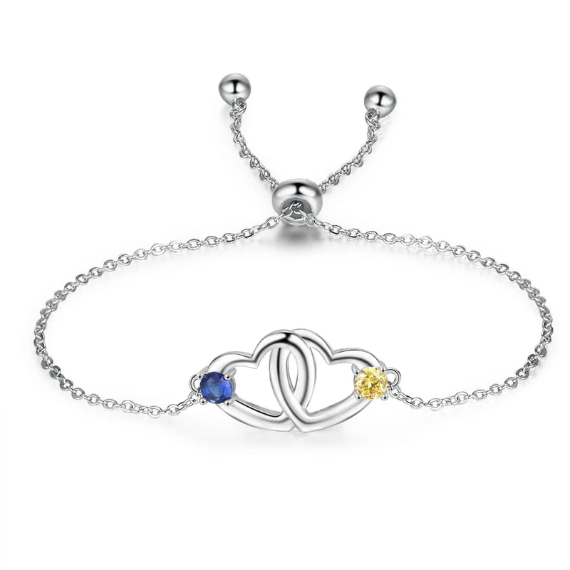 Pulseira Corações interligados Personalizável - Em aço inoxidável - Nomes Gravados a Laser