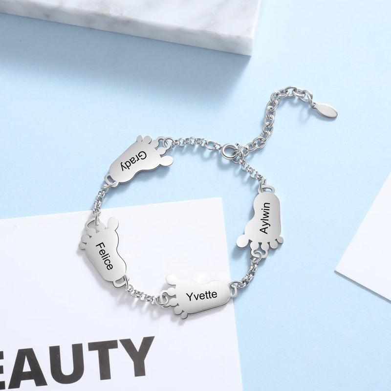 Pulseira Mamãe Coruja Personalizável - Em aço inoxidável - Nomes Gravados a Laser
