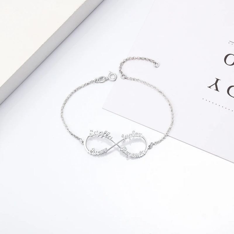Pulseira amor infinito Personalizável - Em prata s925 - Nomes gravados
