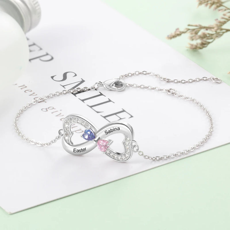 Pulseira amor infinito Personalizável - Em prata s925  - Com nomes gravados a laser