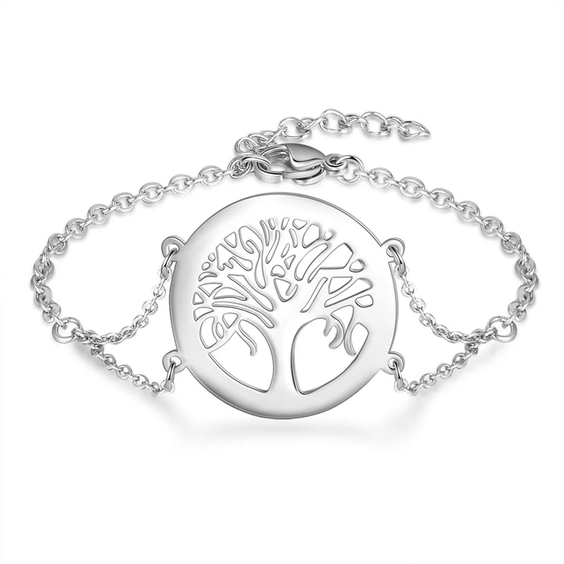 Pulseira Árvore da vida Personalizável - Em aço inoxidável - Nomes Gravados a Laser