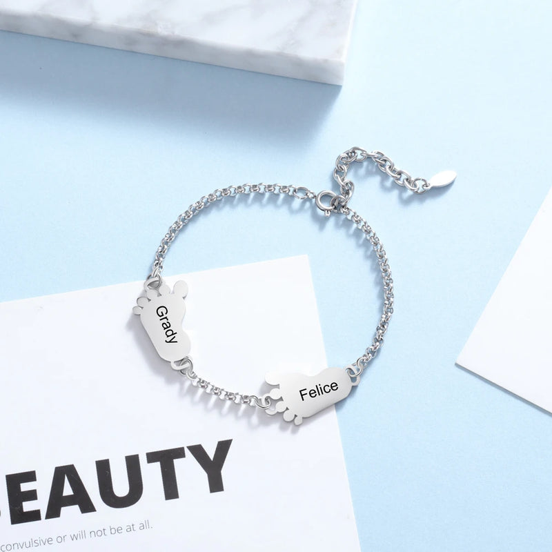 Pulseira Mamãe Coruja Personalizável - Em aço inoxidável - Nomes Gravados a Laser