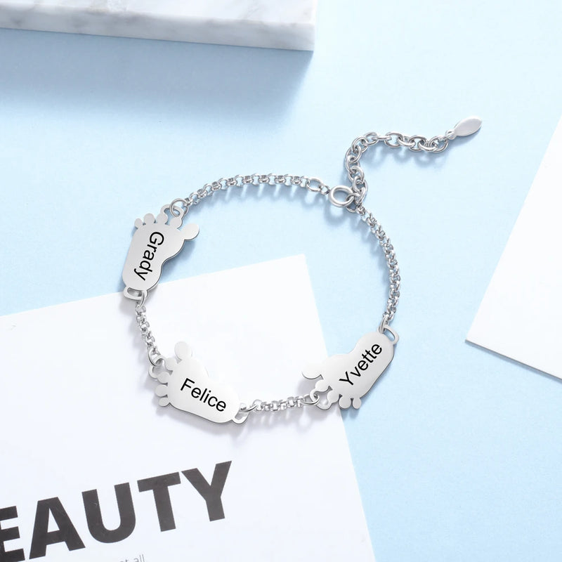 Pulseira Mamãe Coruja Personalizável - Em aço inoxidável - Nomes Gravados a Laser
