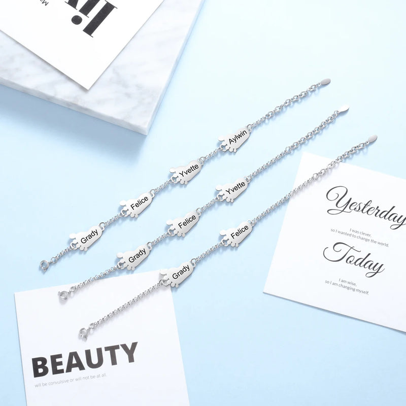 Pulseira Mamãe Coruja Personalizável - Em aço inoxidável - Nomes Gravados a Laser