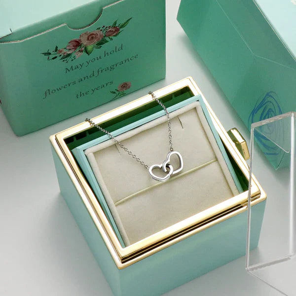 Colar Amor Entrelaçado  + Porta Jóias Rosa Eterna Brinde - Grave até 2 nomes no colar