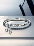 Pulseira asas de anjo personalizada Fechada - Em Aço Inoxidável - Gravação a Laser