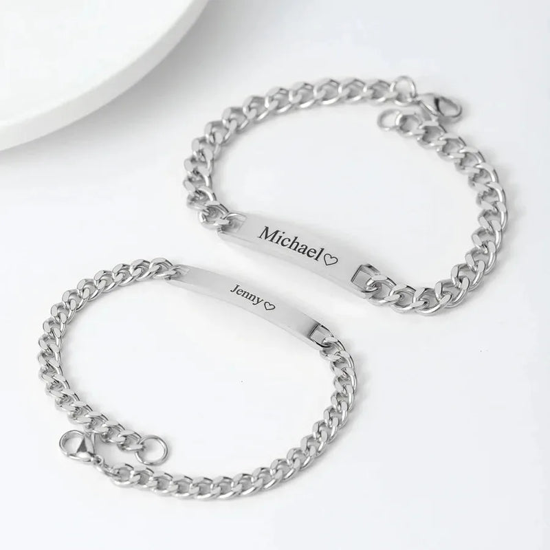 Par de pulseiras para casal personalizadas com nome