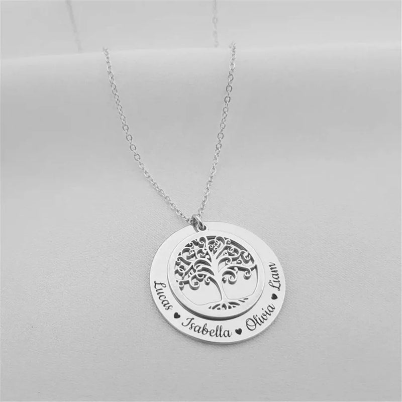 Colar Árvore da vida personalizável com nomes - Grave o nome da sua família