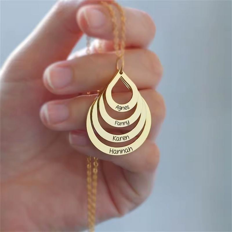 Colar gotas do amor Personalizável - Grave o nome da sua família - Em aço inoxidável - Promoção especial 50% + Frete grátis!