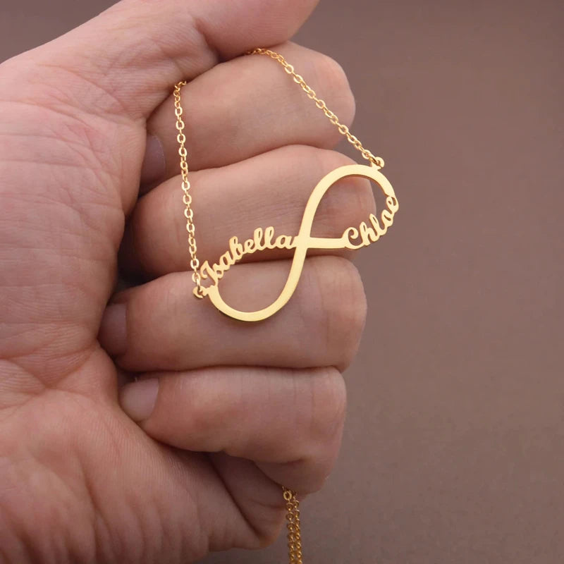 Colar Infinito personalizável com 2 nomes - Em aço inoxidável