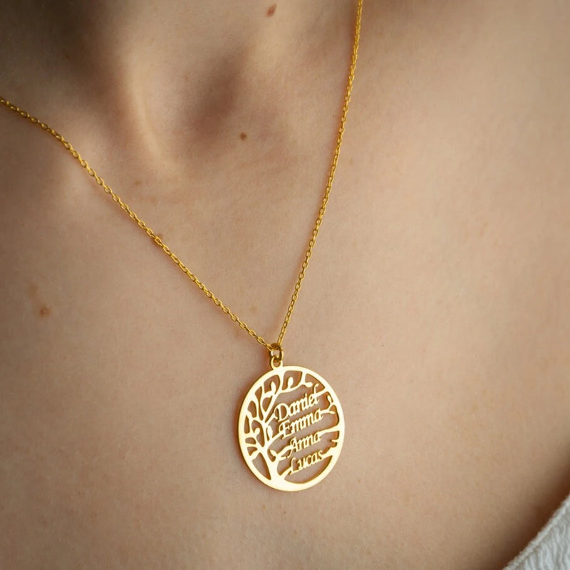 Colar Árvore da vida personalizável - Grave o nome da sua família