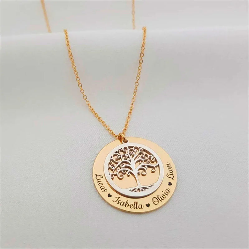Colar Árvore da vida personalizável com nomes - Grave o nome da sua família