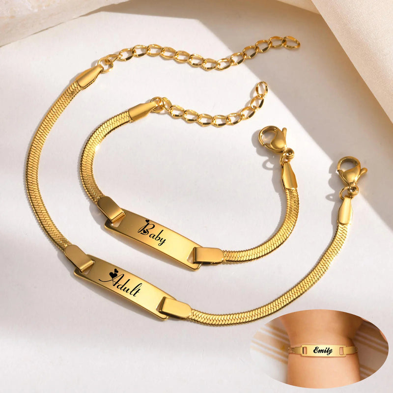 Pulseira infantil personalizada com nome ou data de nascimento - Em aço inoxidável  - Antialérgica.