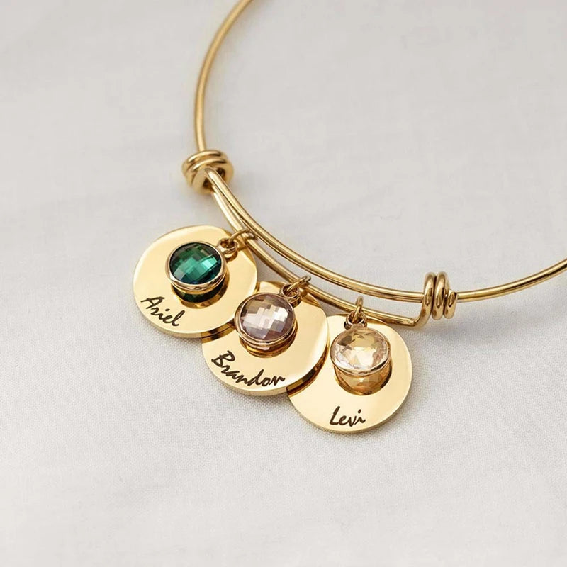 Bracelete Personalizável com nomes - Grave até 3 nomes - Em aço inoxidável