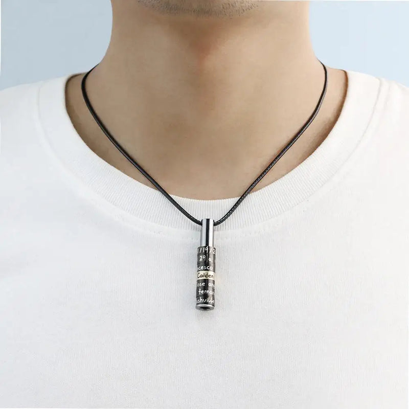Colar de barra de aço inoxidável personalizado para homens - Com nomes gravados a laser