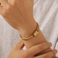 Pulseira personalizada masculina ajustável com nomes da família
