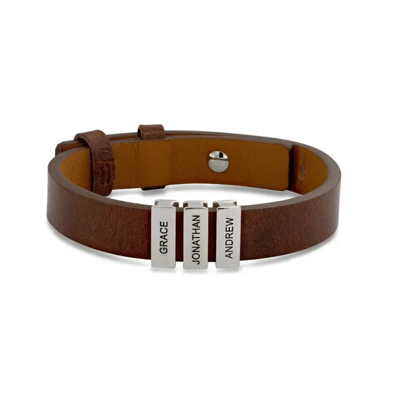 Pulseira Personalizada Dia dos Pais - Couro & Aço Inox - Gravação a Laser - 50% OFF + Frete Grátis