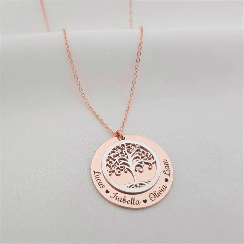 Colar Árvore da vida personalizável com nomes - Grave o nome da sua família