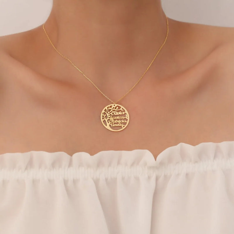 Colar Árvore da vida personalizável - Grave o nome da sua família