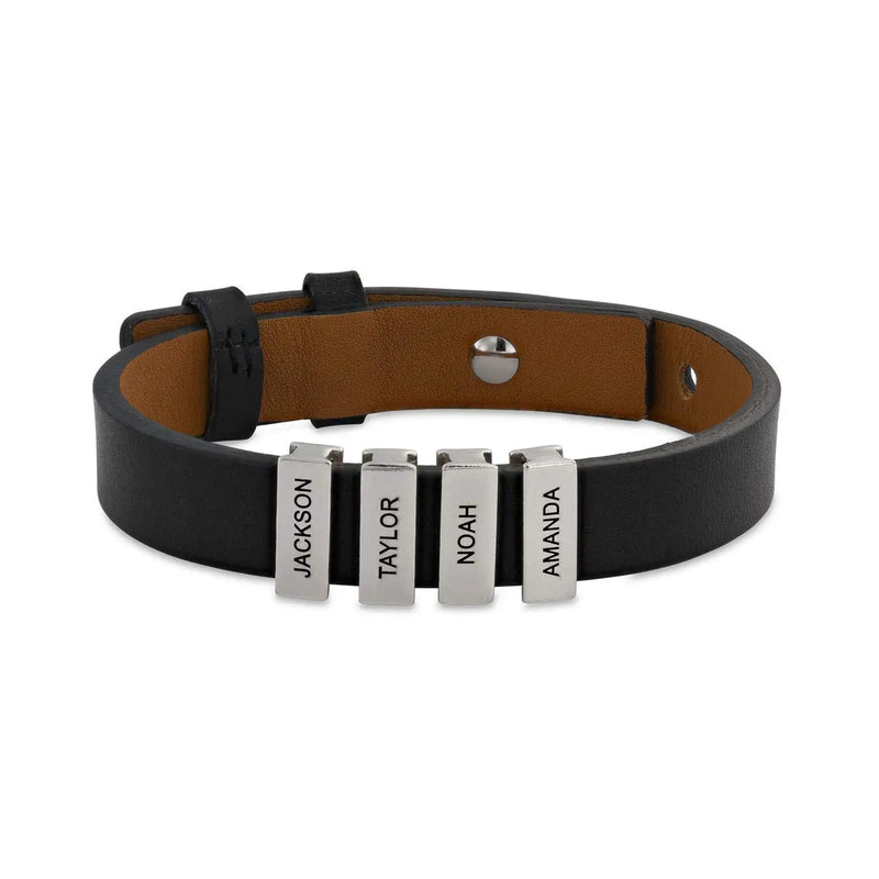 Pulseira Personalizada Dia dos Pais - Couro & Aço Inox - Gravação a Laser - 50% OFF + Frete Grátis