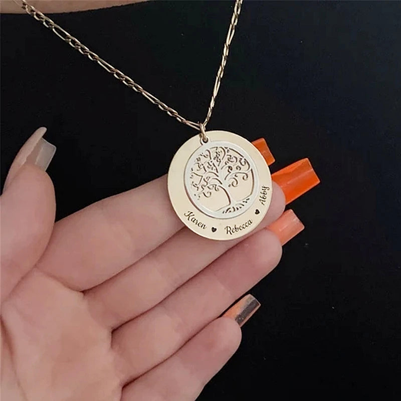Colar Árvore da vida personalizável com nomes - Grave o nome da sua família
