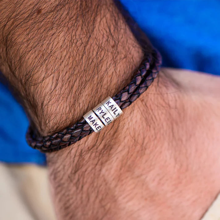 Pulseira Masculina de couro Personalizável | Oferta Especial 50% OFF + Frete Grátis Somente Hoje!