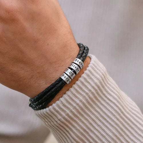 Pulseira Masculina de couro Personalizável | Oferta Especial 50% OFF + Frete Grátis Somente Hoje!