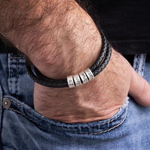 Pulseira Masculina de couro Personalizável | Oferta Especial 50% OFF + Frete Grátis Somente Hoje!