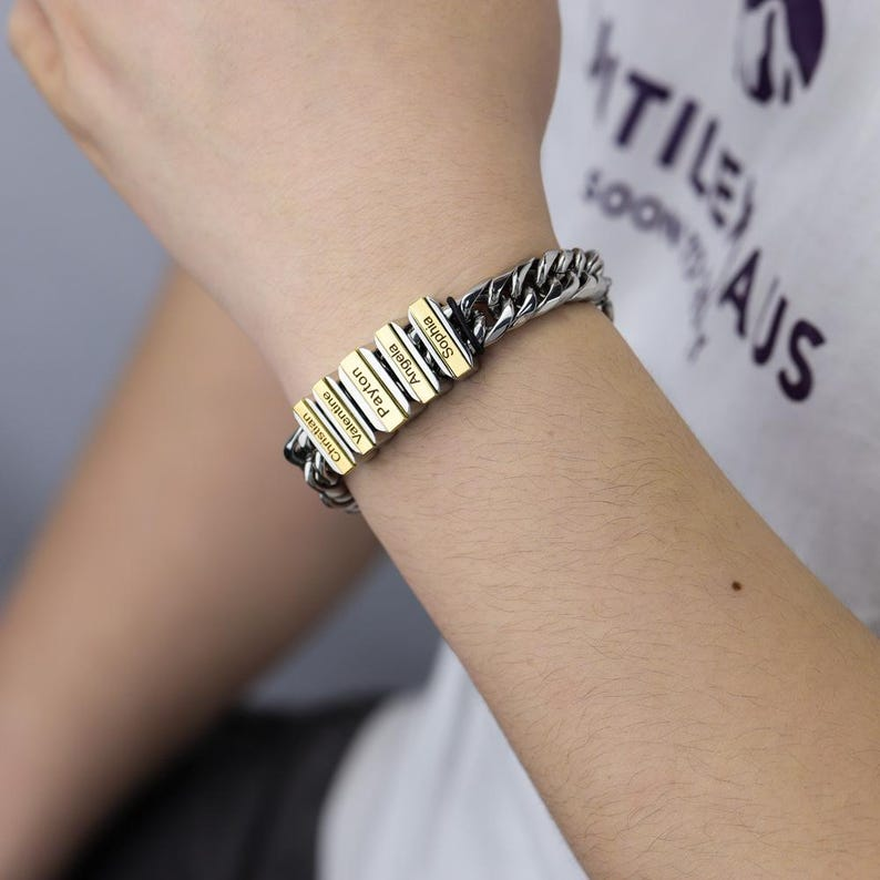 Pulseira Masculina Personalizada com nomes - Oferta Especial dia dos pais