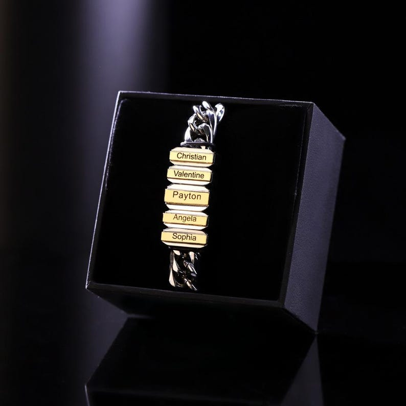 Pulseira Masculina Personalizada com nomes - Oferta Especial dia dos pais
