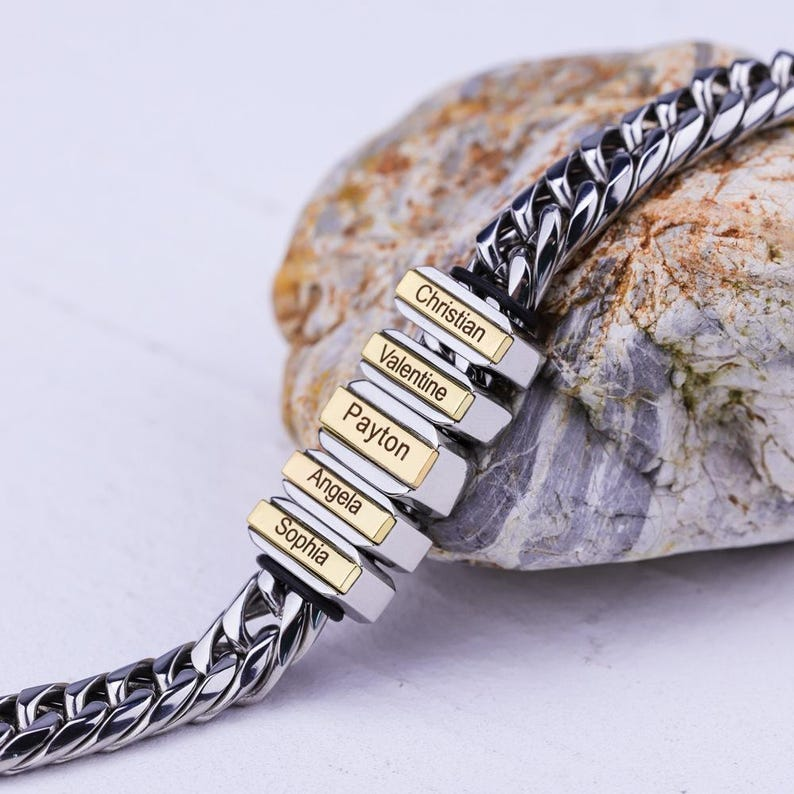 Pulseira Masculina Personalizada com nomes - Oferta Especial dia dos pais