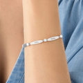 Pulseira com nome da família personalizado com pedras energéticas da paz - Em aço inoxidável
