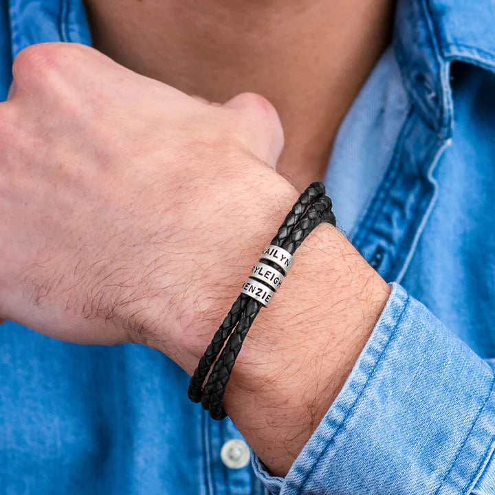 Pulseira Masculina de couro Personalizável | Oferta Especial 50% OFF + Frete Grátis Somente Hoje!